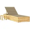 Image de vidaXL Vidaxl Chaise Longue De Jardin Avec Table Et Coussin Pin Imprégné