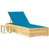 Image de vidaXL Vidaxl Chaise Longue De Jardin Avec Table Et Coussin Pin Imprégné