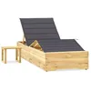 Image de vidaXL Vidaxl Chaise Longue De Jardin Avec Table Et Coussin Pin Imprégné