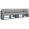 Image de vidaXL Canapé palette 2 places avec coussins Pin imprégné de gris