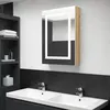 Image de vidaXL Armoire de salle de bain à miroir LED blanc et chêne 50x13x70cm326493