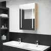 Image de vidaXL Armoire de salle de bain à miroir LED blanc et chêne 50x13x70cm