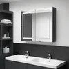 Image de vidaXL Armoire de salle de bain à miroir LED noir brillant 80x12x68 cm326512