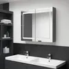 Image de vidaXL Armoire de salle de bain à miroir LED gris 80x12x68 cm326513