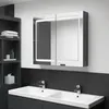 Image de vidaXL Armoire de salle de bain à miroir LED Gris brillant 80x12x68 cm326514