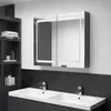 Image de vidaXL Cabinet De Salle De Bain Led 3 Étagères Montage Mural Ultra-Fin 12 Cm 80x12x68 Cm