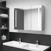 Image de vidaXL Armoire de salle de bain à miroir LED Gris béton 89x14x62 cm