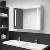 Image de vidaXL Vidaxl Armoire De Salle De Bain À Miroir Led Gris Béton 89x14x62 Cm