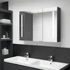 Image de vidaXL Armoire de salle de bain à miroir LED 89x14x62 cm noir brillant