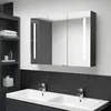 Image de vidaXL Cabinet De Miroir De Salle De Bain Led Bandes Led Doubles 3 Étagères Rangement 89x14x62 Cm