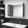 Image de vidaXL Armoire de salle de bain à miroir LED 89x14x62 cm Gris