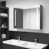 Image de vidaXL Vidaxl Armoire De Salle De Bain À Miroir Led 89x14x62 Cm Gris