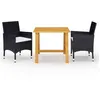 Image de vidaXL Ensemble à manger de jardin 3 pcs Noir
