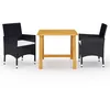 Image de Vidaxl Ensemble De Salle Ã Manger De Jardin 3 Pcs Noir