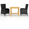 Image de vidaXL Ensemble de salle à manger de jardin 3 pcs Noir
