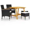 Image de vidaXL Ensemble de salle à manger de jardin 5 pcs Noir