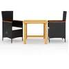 Image de vidaXL Ensemble à manger de jardin 3 pcs Noir3068705