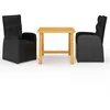 Image de vidaXL Ensemble à manger de jardin 3 pcs Noir