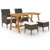 Image de vidaXL Ensemble de salle à manger de jardin 5 pcs Marron