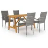 Image de vidaXL Ensemble à manger de jardin 5 pcs Gris