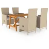 Image de vidaXL Ensemble de salle à manger de jardin 5 pcs Beige