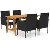 Image de vidaXL Ensemble à manger de jardin 5 pcs Noir