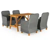 Image de vidaXL Ensemble de salle à manger de jardin 5 pcs Gris clair