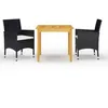 Image de Vidaxl Ensemble De Salle Ã Manger De Jardin 3 Pcs Noir