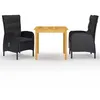 Image de vidaXL Ensemble de salle à manger de jardin 3 pcs Noir