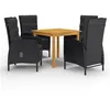 Image de vidaXL Ensemble de salle à manger de jardin 5 pcs Noir