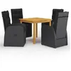 Image de vidaXL Ensemble de salle à manger de jardin 5 pcs Noir
