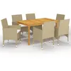 Image de Vidaxl Ensemble De Salle Ã Manger De Jardin 7 Pcs Beige