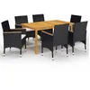 Image de vidaXL Vidaxl Ensemble De Salle À Manger De Jardin 7 Pcs Noir