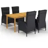 Image de vidaXL Ensemble de salle à manger de jardin 5 pcs Noir