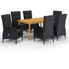 Image de vidaXL Ensemble à manger de jardin 7 pcs Noir