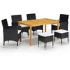Image de vidaXL Ensemble à manger de jardin 7 pcs Noir