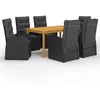 Image de vidaXL Ensemble à manger de jardin 7 pcs Noir