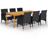 Image de Vidaxl Ensemble De Salle Ã Manger De Jardin 7 Pcs Noir