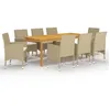 Image de vidaXL Ensemble à manger de jardin 9 pcs Beige