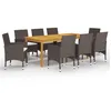 Image de vidaXL Ensemble à manger de jardin 9 pcs Marron