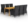 Image de Vidaxl Ensemble De Salle Ã Manger De Jardin 7 Pcs Noir