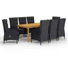 Image de vidaXL Ensemble à manger de jardin 9 pcs Noir
