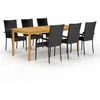 Image de vidaXL Ensemble à manger de jardin 7 pcs Noir