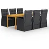 Image de vidaXL Vidaxl Ensemble De Salle À Manger De Jardin 7 Pcs Noir