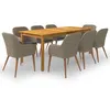 Image de vidaXL Ensemble à manger de jardin 9 pcs Marron