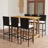 Image de vidaXL Ensemble de bar de jardin avec coussins 7 pcs Noir