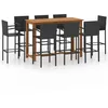 Image de vidaXL Ensemble de bar de jardin 9 pcs Noir