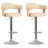 Image de vidaXL Tabourets de bar lot de 2 crème bois courbé et similicuir327337