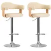 Image de vidaXL Lot De 2 Tabourets De Bar Réglables Et Pivotants En Similicuir Crème Avec Repose-Pieds