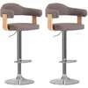 Image de vidaXL Vidaxl Tabourets De Bar 2 Pcs Taupe Bois Courbé Et Tissu